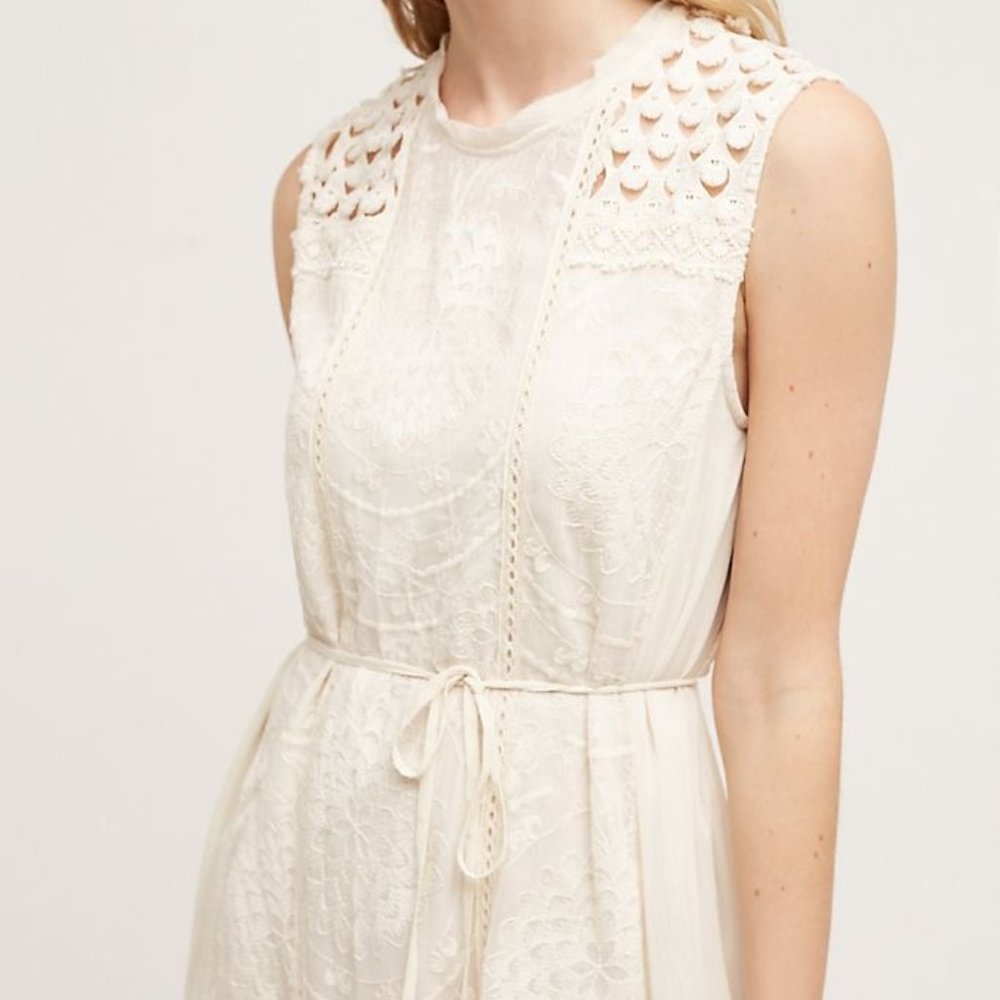 Anthropologie Cream Maxi Dress - Picture 2 of 8